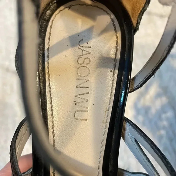 *Final Price* Jason Wu Black Patent Strappy Stiletto Heels Designer Size 35 GUC - Picture 3 of 7